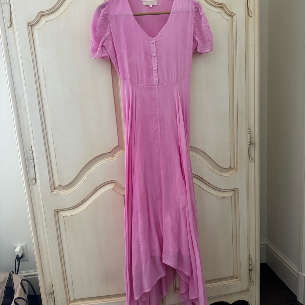 Love Shack Fancy Pink V-Neck Dress